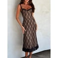 thumbnail image 6 of vera natura Women's Midi Slim Evening Dress Sleeveless Open Back Ruffle Hem Lace Cami Dresses, 6 of 9