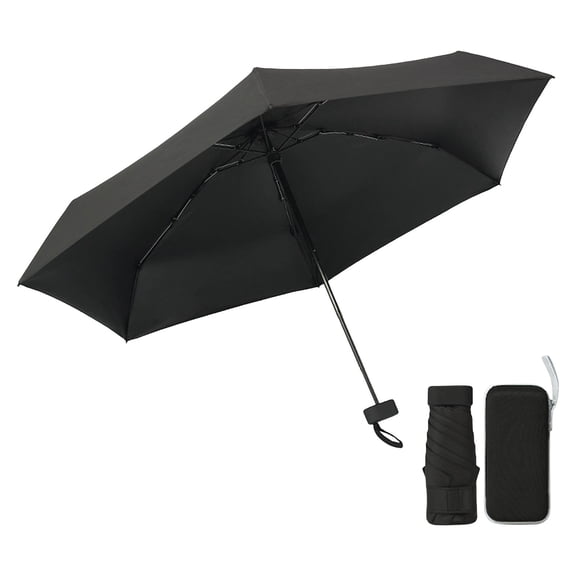 WWG Mini Travel Umbrella, Compact Foldable Umbrella for Rain and Sun, Pocket Sized Windproof Umbrella with Hard Storage Case, Sturdy Metal Rib Frame, for Travel, Commute, Outdoor Walking