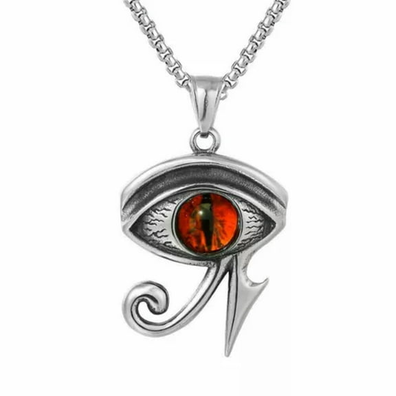 QQTDFG Mens Womens Egypt Egyptian Pharaoh Evil Eye of Horus Ra Pendant Necklace Gift-Red