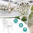thumbnail image 5 of MEETWARM 3 Piece Patio Bistro Set, Outdoor All-Weather Cast Aluminum Dining Furniture Set Includes 2 Chairs and a 31” Round Table with Umbrella Hole for Garden Deck, White, 5 of 7