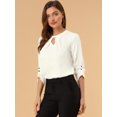 thumbnail image 4 of DARING DIVA Round Neck Keyhole Pleated Shirred Work Top 2XL White, 4 of 6