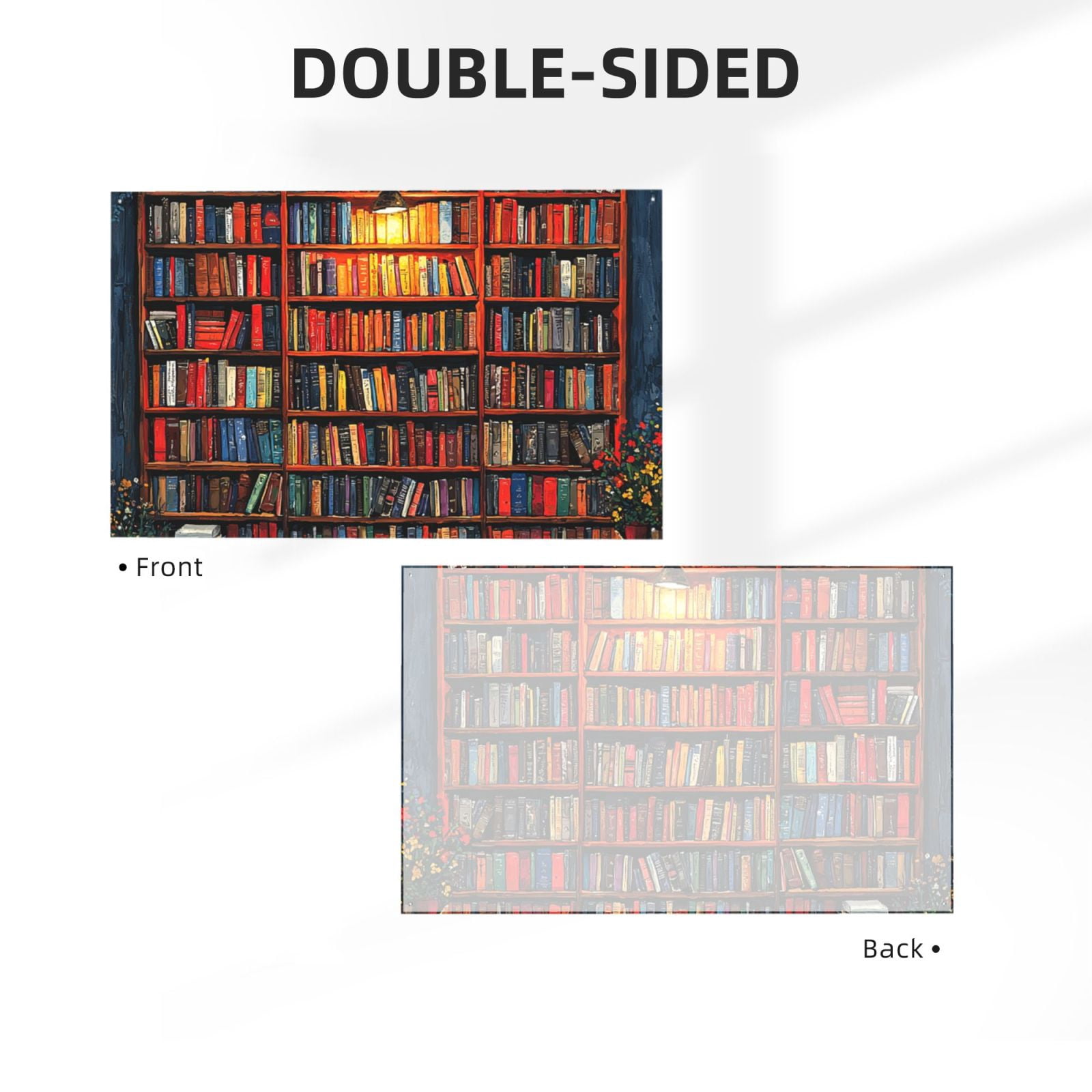 Bookshelf Library Patterns Art Four Hole Decorated Banner Flag for Garden Yard Home Decoration Indoor Outdoor 4x6 Ft