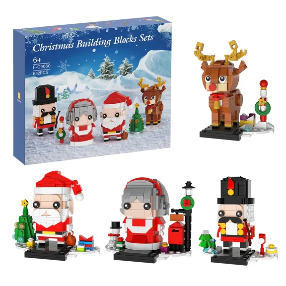 Christmas Brickheadz Building Blocks Santa Claus Elk Kit , Xmas Ornaments Bricks Set Figures Toy Gifts for Party Favors