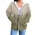 thumbnail image 3 of BVOFAR Long Sleeve Hoodies for Women Drawstring Hooded Sweatshirts Y2K Full Zip Hoodie Track Jacket with Pocket Fall Fashion Clothes Khaki XL, 3 of 6