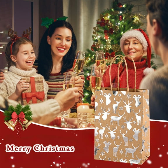 Christmas Snowflake Tote Bag - 22in Unfoldable Golden Tree Print, Flat Bottom Gift Bag, Reusable Holiday Party Packaging for Toys/Snacks/Clothes, Walmart Christmas Decor