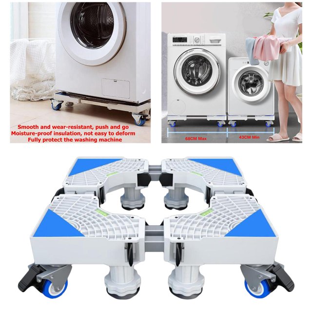 Soporte de Base para Lavadora Carro de Rodillos para Lavadora de Refrigerador Móvil con 4 Pies Fuertes Y 4 Ruedas Giratorias de Bloqueo Estilo 2 Blanco Soledad Soporte para lavadora