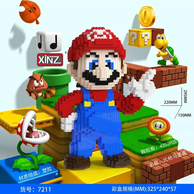 Xinz Super Mario Bros DIY Figuras Bloques de construcción de conexión Big Mario 30/50cm Mini ladrillos Juguetes para la decoración de la tienda del hogar