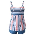 thumbnail image 3 of ibiyuan Plus Size Swimsuit Womens 2 Piece Tankini with Pockets 2026 Tummy Control Bathing Suit Swimwear Floral Print Womens Two Piece Swimsuit,Blue, 3 of 4