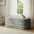 thumbnail image 5 of Furniliving Storage Ottoman Bench, Upholstered End of Bed Bench with Large Storage, Faux Teddy Entryway Bedroom Bench, Flipping Lid Storage Bench for Living Room, Bedroom, Entryway. Gray, 5 of 12