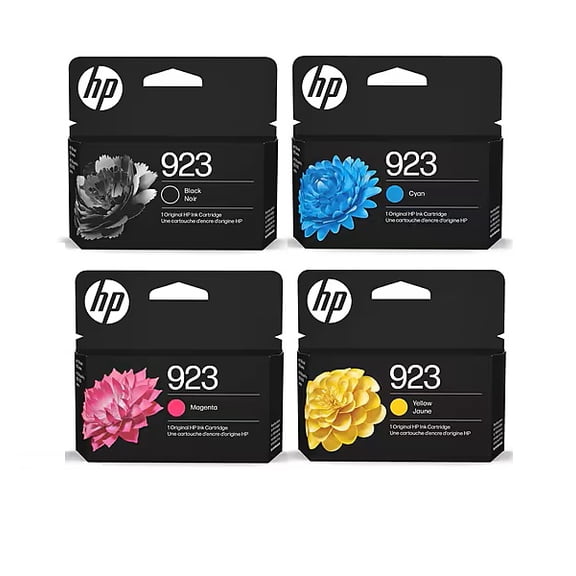 HP 923 Black Cyan Yellow Magenta Original Ink Cartridges 6C3Y6LN 4-Pack OfficeJet Pro 8135e (Sold without manufacturer warranty)