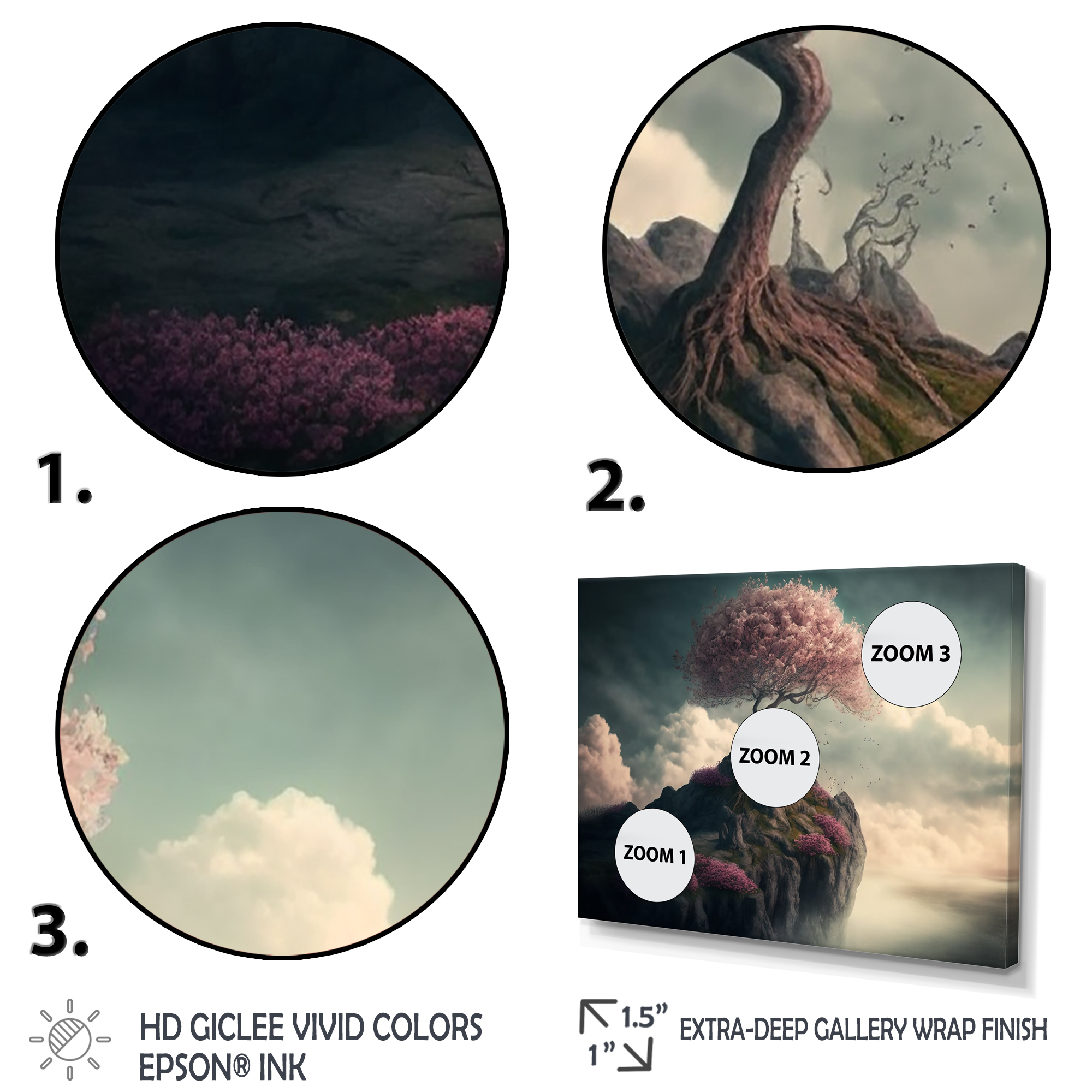 Designart Mountain Top Cherry Blossom II Canvas Wall Art