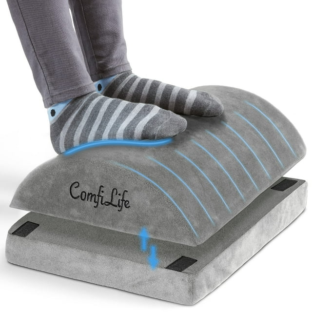 Reposapiés Ajustable ComfiLife de Espuma Viscoelástica Ergonómica Gris