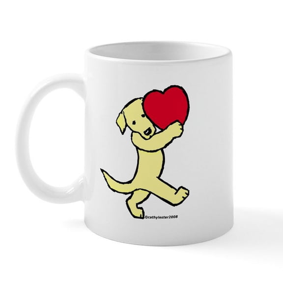 CafePress - Lab (Yellow) Heart Mug - 11 oz Ceramic Mug - Novelty Coffee Tea Cup