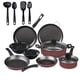 thumbnail image 2 of Cinsa Bateria de cocina Esencial Equipa tu cocina 15 piezas, aluminio con antiadherente thermocell, tapas de vidrio templado, utensilios, Rojo (15 piezas), 2 of 5