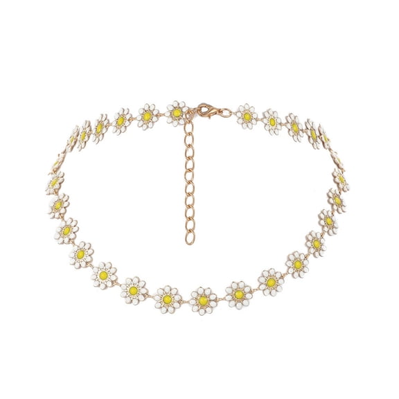 EHQJNJ Womens Necklaces Layered Dressy Creative Little Daisy Clavicle Chain Necklace Women's Simple Temperament Painted Necklace Flower Necklace Simple Silver Necklace Prom T Necklace