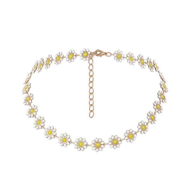 Collar con cadena pequeña para clavícula, collar pintado para mujer, collar con flores