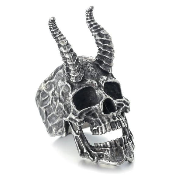 ZMY Home Demon Skull Ring with Long Horns | Unique Gothic Stainless Steel Party Jewelry (11)