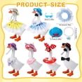 thumbnail image 3 of Miguan 6 Sets Mini Desk Goose Outfits 7 inches Mini Desk Goose Clothes with Cute Felt Hat Necklace Dresses and Sunglasses for Magnetic Porch Geese Key Holder Decor Gifts, 3 of 7