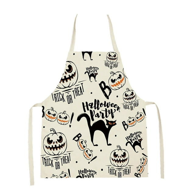 MVRLSH Tablier Surprise Prix Manches Tablier Femme Homme Tablier Halloween Motif Amusant Design Cosplay Tablier Halloween Robe Noire
