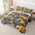 thumbnail image 3 of Erosebridal Cartoon Construction Sticker Twin Quilt Set,Excavator Dump Truck Gray Brick Twin Coverlet Set For Boys,2-Piece, 3 of 7