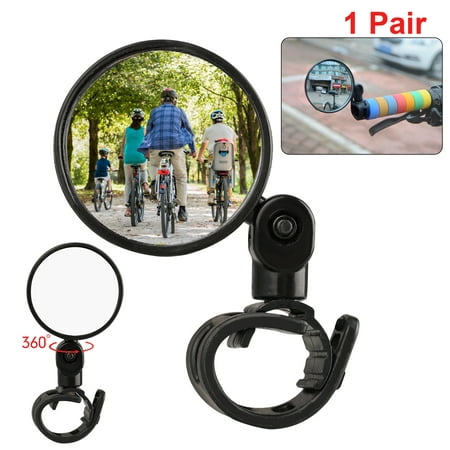 EEEKit 2Pcs Bicycle Rear View Glass Mirror, Universal Mini Rotaty Rearview Handlebar Glass Mirror Rearview for Outdoor Mountain Road Bike Cycling Bicycle Sight Reflector with 360 Degree