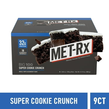 MET-Rx Big 100 Colossal Super Cookie Crunch Protein Bar, 32g Protein, 9 Ct