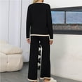 thumbnail image 4 of YABCSAZ Women's Sweater Sets Oversize Long Sleeve Creawneck Striped Knitted Top Shirts and Long Pants 2 Piece Outfits Loungewear Casual Loose Soft Sweater Sets 2024 Christmas Gifts for Women, 4 of 4