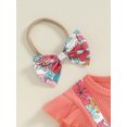 thumbnail image 5 of Caoirhny Newborn Girl Outfit, Long Sleeve Crew Neck Flower Print Romper Dress with Bowknot Headband Clothes, 5 of 9