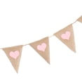 thumbnail image 3 of Banderines de arpillera con forma de corazón rústico y elegante, decoración colgante para bodas y baby showers., 3 of 9