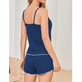 thumbnail image 4 of Ekouaer Womens Cami Pajama Sets 2 Piece Ribbed Knit PJs Soft Lingerie Sleeveless Tank Top and Shorts Camisole Lounge Set, 4 of 6