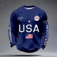 thumbnail image 2 of Mens 250th Anniversary USA Shirts Long Sleeve T-Shirts Casual Waffle American Flag Print Tops 4th of July Celebration Party Pullover Independence Day Patriotic Crew Neck Tees Royal Blue XL, 2 of 3