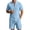 Light Blue, variant on Cotton Linen Short Sets for Men Summer Short Sleeve Button V Neck Stand Collar Shirt and Shorts 2 Piece Matching Set