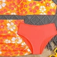 thumbnail image 6 of kpoplk 3 Piece Girls Swimsuit Allover Print Bikini Set and Coordinating Solid Color Cover Up Beach Skirt for 6-14 Years(Orange,8-9 Y), 6 of 6