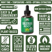 Peak Performance USDA Organic Valerian Root Liquid Drops Supplement for Relaxation, Sleep, Calm, Vegan, Gluten-Free, 0g Sugar, 1 Pack, 60 Servings