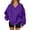 Purple, variant on WTOBBY Women's Solid Color V-Neck Sweatshirt, Long Sleeve Casual Pullover, Lightweight Comfort Top with Flattering Neckline and Relaxed Fit Silhouette,Hot Pink L