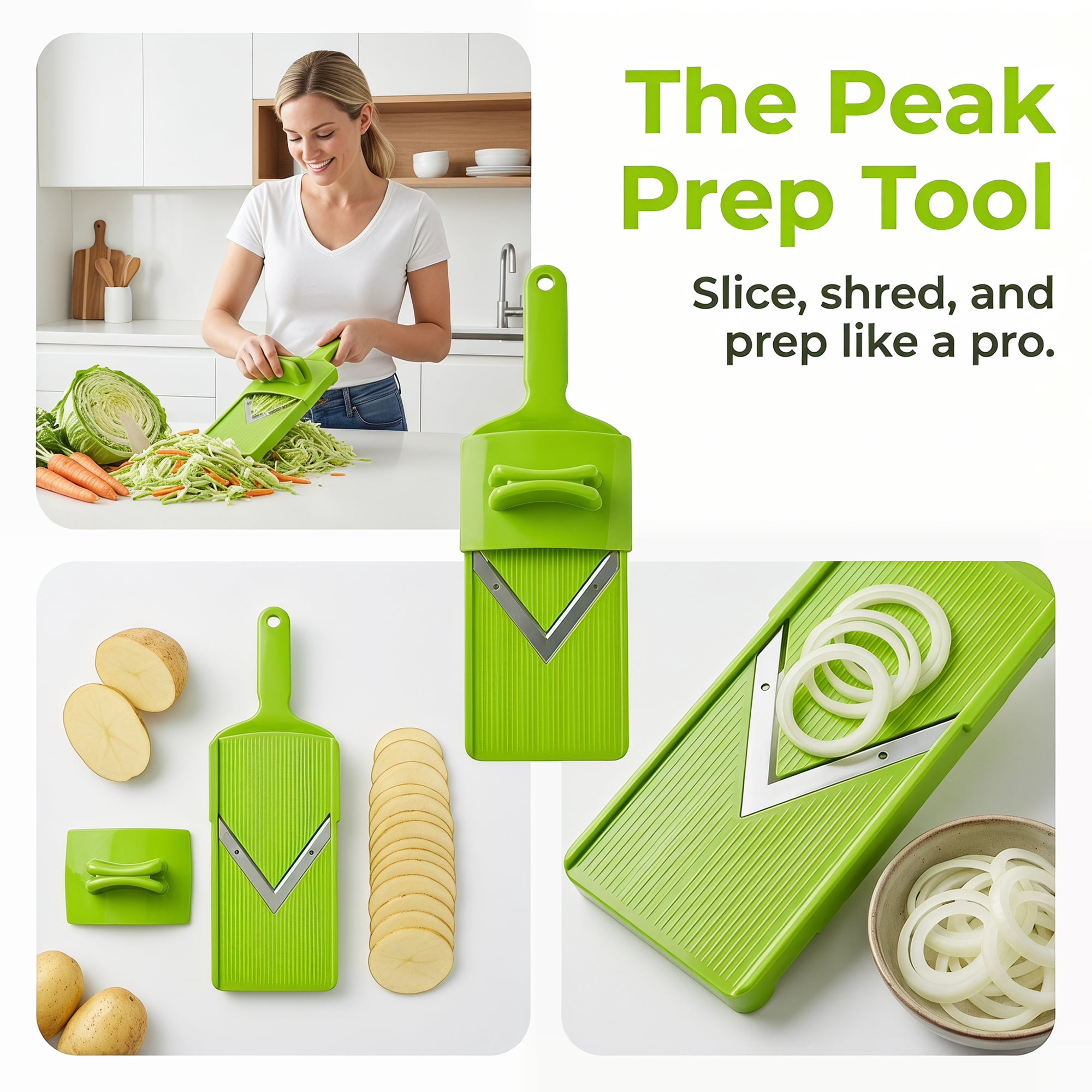 Unique Bargains Multifunctional Potato Slicer with Chopping Function Green 12.6"x3.9"