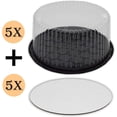 thumbnail image 1 of Plastic Cake Container with Clear Dome Lid 9 Inch and Cake Boards 9 inch, Cake Holder with Lid is for 2-3 layer cakes, Cake Board is Round, Cake Supplies, 5 Pack of each., 1 of 4