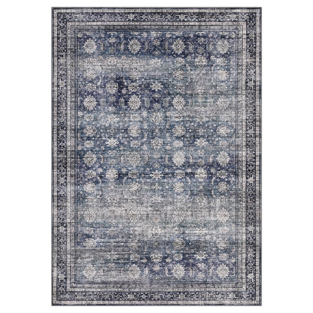Qinaqin 4 x 6 ft Polyester Pearl Velvet Azul Rectangular cm de Alturaallway Bathroom Entryway Kitchen Oficina Plegable Flower Printed Persian Anchoashable Area Rug
