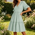 thumbnail image 6 of Busydd Womens Dresses S-3XL with Pockets Striped Summer Spring Dresses V Neck Short Sleeve Casual Dress Trendy Flowy Pleated Sundress XL, 6 of 9