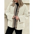 thumbnail image 2 of Cuteduck Women's Sherpa Jacket Warm Winter Casual Plush Lamb Coat S-2XL, 2 of 7