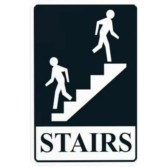Stairs Warning Sign, Door Security Metal Signs for Busines Home Outdoor Indoor Road Yard Garage Street Wall Caution Decor 8 x 12 Inch