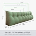 thumbnail image 4 of Rounuo Bed Wedge Pillow for Headboard, King Triangular Reading Pillow Linen Large Bolster Backrest Support Upholstered Lumbar Cushion Green 76"x20", 4 of 7