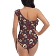 thumbnail image 5 of Sikiie Skull colorful flower Print Women One Piece Swimsuits Tummy Control One Shoulder Bathing Suits Ruffle Swimwear, From S to XXL-X-Large, 5 of 6