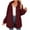 Wine, variant on Womens Winter Coats Solid Faux Furry Overcoat Fuzzy Fleece Open Front Trench Coat Button Up Long Coats Thicken Warm Cardigan Outwear Jackets White