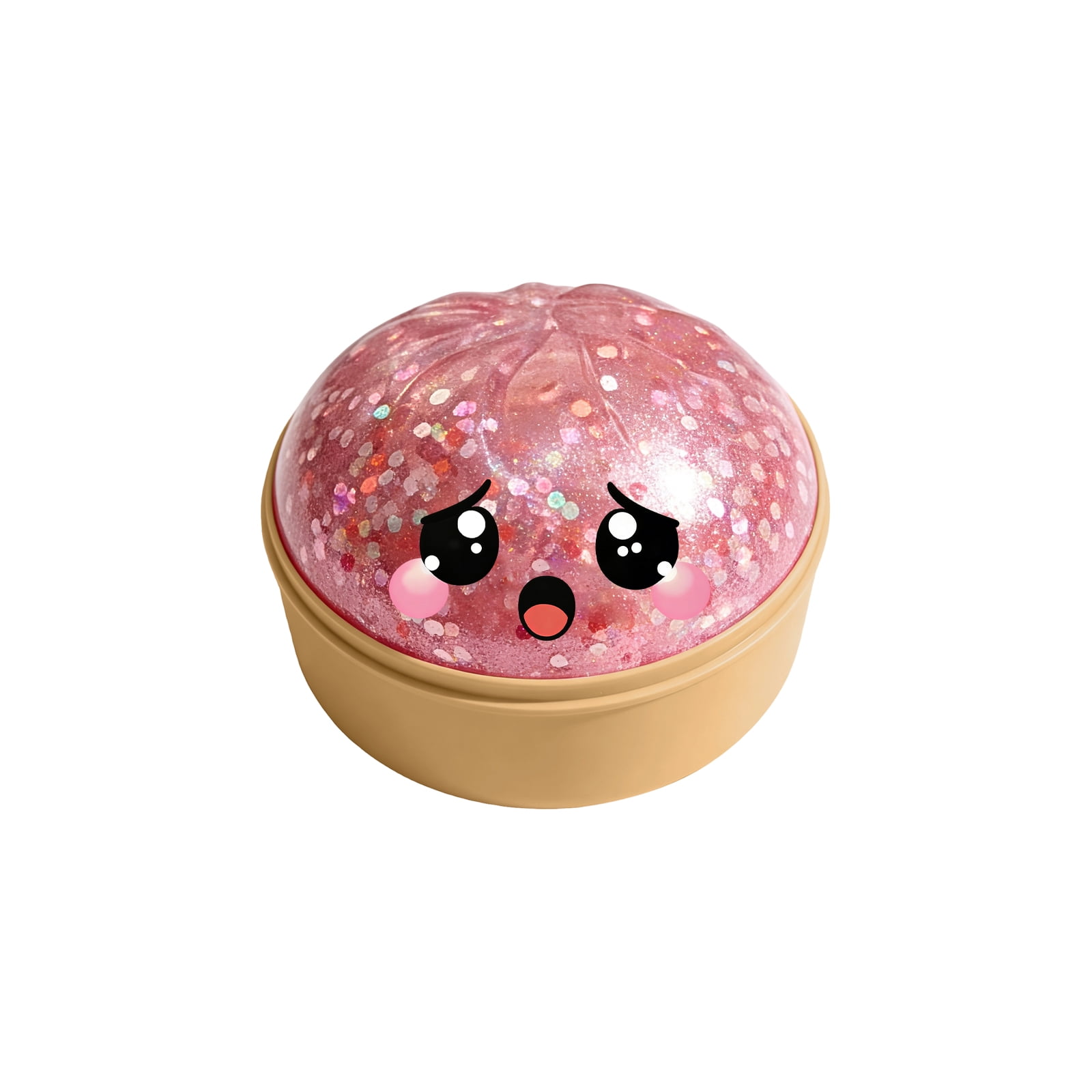 Glitter Colorful Dumpling Squishy, Cute Squishy Dumpling Large with Steamer, Squishy Dumpling Doll with Cute Expressions, Silicone Bun Sensory Fidget Dolls, Hand Pinching Decompression Dolls