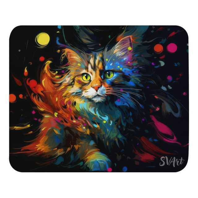 Mouse Pad SVART de Superficie Suave, base antideslizante, con diseño orginal de Gato estilo arte urbano, Diseño3, 22*18 cm