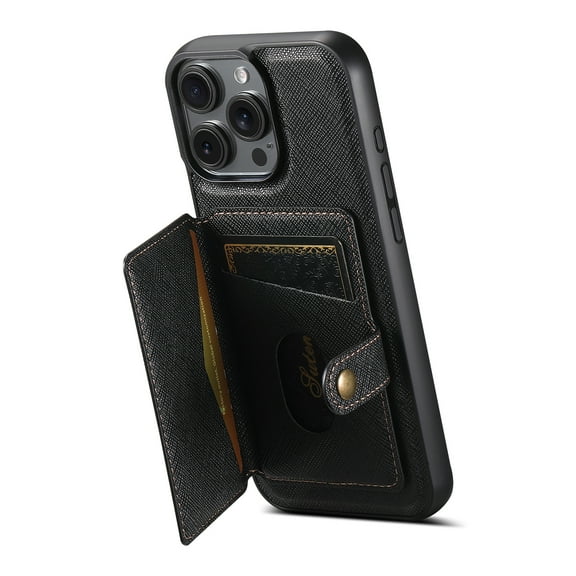 Allytechgroup Magnetic Case for iPhone 13 Pro Max, PU Leather RFID Blocking Wallet Case with Detachable Cards Holder Support Wireless Charging Shockproof Back Cover for iPhone 13 Pro Max, Black