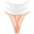thumbnail image 3 of Tanga transparente de encaje de 3 piezas para mujer, lencería Sexy de cintura baja sin costuras, transparente con corazón, calzoncillos de malla, lencería íntima, 3 of 5