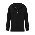thumbnail image 4 of AXXD Black Basic Casual Tops for Women Summer 2024 Casual Solid Color Hooded Button Round Neck Long Sleeved Loose Top, 4 of 6