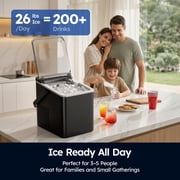 SIMZLIFE Portable Countertop Ice Maker Machine, 26 lbs Ice Per Day, 9 Bullet Ice Cubes Ready in 6 Minutes, Small & Large Ice Sizes, Self-Cleaning, 1.1L Water Tank, Ice Scoop & Basket, Black